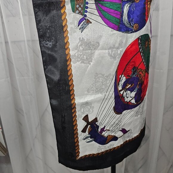 Unbranded White Red Hot Air Balloon Celestial Decorative Square Scarf - Picture 4 of 8